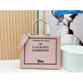 Dior Large Book Tote Bag in Light Pink Book Cover Embroidery 2026 8833 (BF-260127031)
