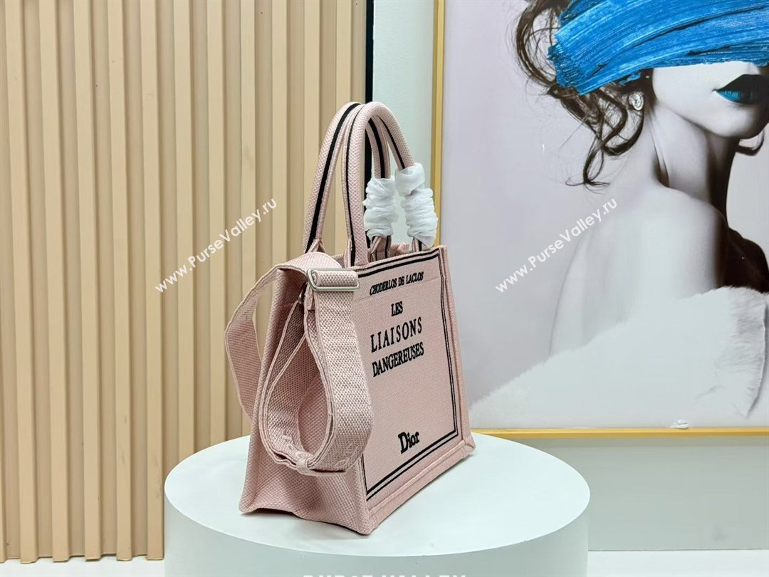Dior Small Book Tote Bag in Light Pink Book Cover Embroidery 2026 8833 (BF-260127033)