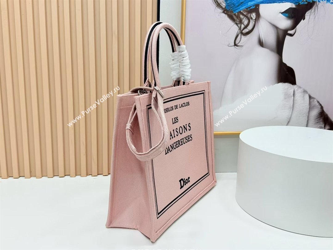 Dior Large Book Tote Bag in Light Pink Book Cover Embroidery 2026 8833 (BF-260127031)