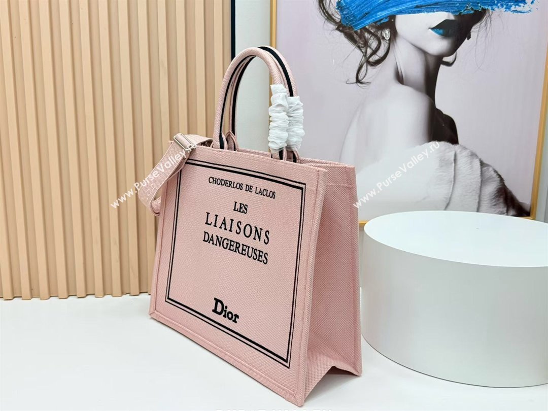 Dior Large Book Tote Bag in Light Pink Book Cover Embroidery 2026 8833 (BF-260127031)