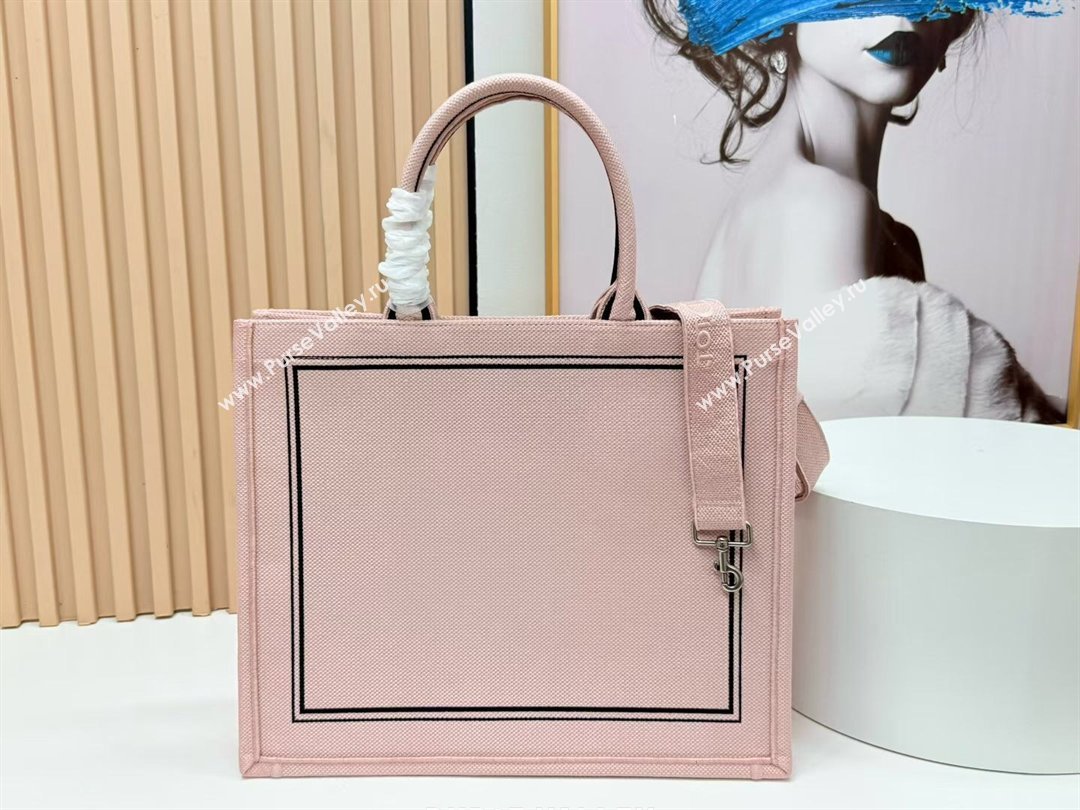 Dior Large Book Tote Bag in Light Pink Book Cover Embroidery 2026 8833 (BF-260127031)