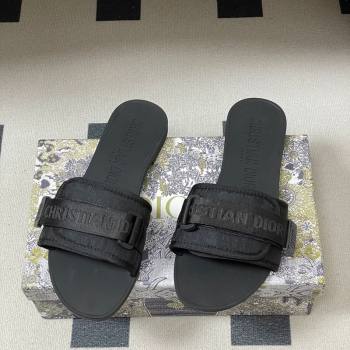 Dior Dio(r)evolution Flat Slides Sandal in Technical Fabric with Strap Oblique/Black 2026 (MD-260302093)