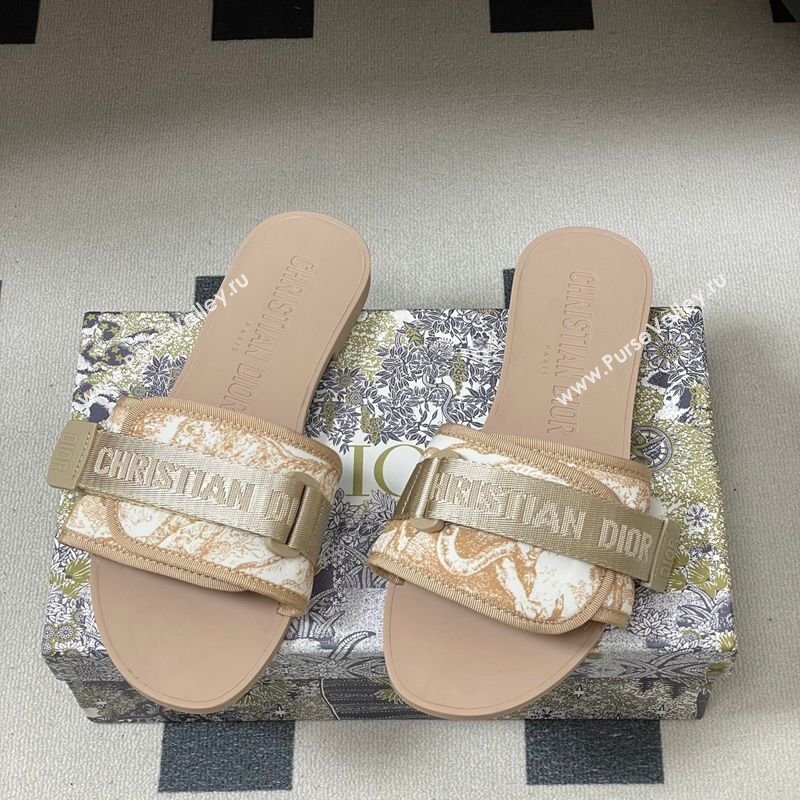 Dior Dio(r)evolution Flat Slides Sandal in Technical Fabric with Strap Beige 2026 (MD-260302097)