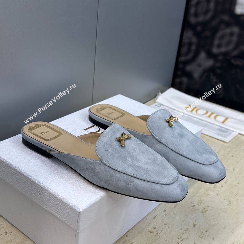 Dior Baby Bow Mules in Suede Blue 2026 DR030202 (JC-260302061)