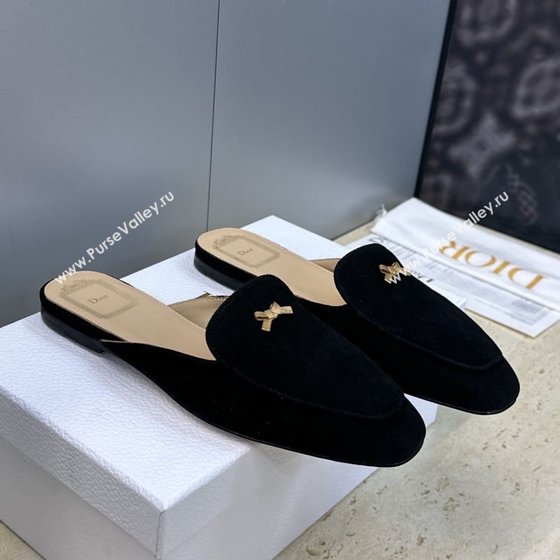 Dior Baby Bow Mules in Suede Black 2026 DR030202 (JC-260302063)