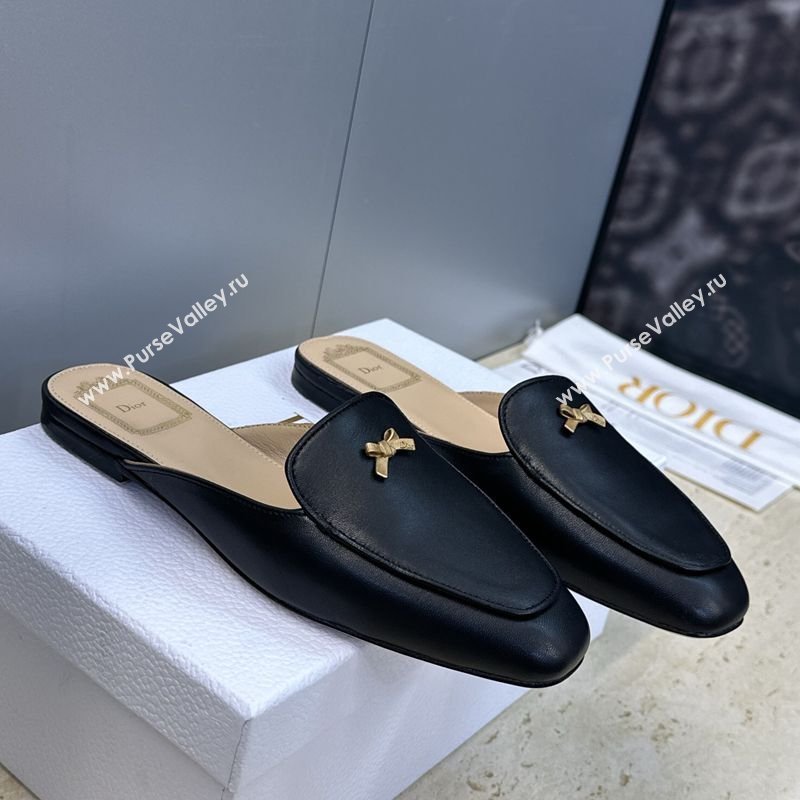 Dior Baby Bow Mules in Leather Black 2026 DR030202 (JC-260302065)