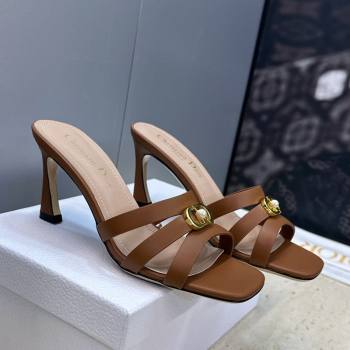 Dior Or 30M Heeled Slides Sandal 8cm in Calfskin Leather with CD Pearl Brown 2026 (JC-260302072)