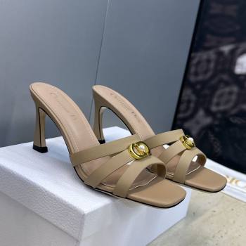 Dior Or 30M Heeled Slides Sandal 8cm in Calfskin Leather with CD Pearl Beige 2026 (JC-260302073)