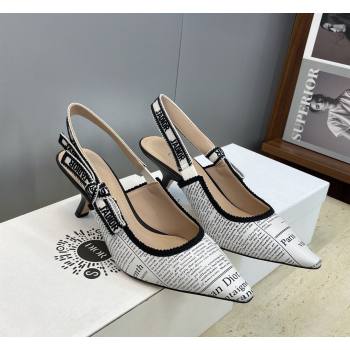 Dior JAdior Slingbacks Pump 6.5cm in Calfskin Leather with White and Black Newspaper Print 2026 (JC-260302037)