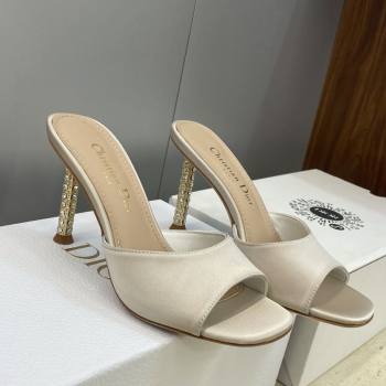 Dior Icon Heeled Slides Sandal 8cm in Satin Beige 2026 DR030204 (JC-260302084)