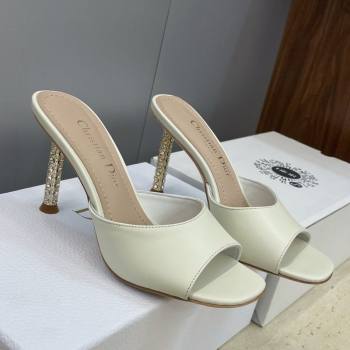 Dior Icon Heeled Slides Sandal 8cm in Calfskin Leather White 2026 DR030204 (JC-260302085)