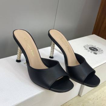 Dior Icon Heeled Slides Sandal 8cm in Calfskin Leather Black 2026 DR030204 (JC-260302086)