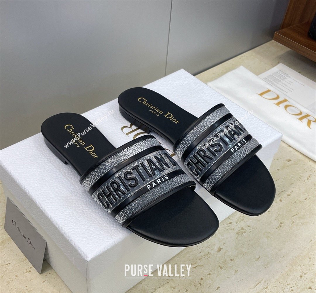 Dior Dway Flat Slides Sandal in Transparent and TPU Black 2026 (JC-260302091)