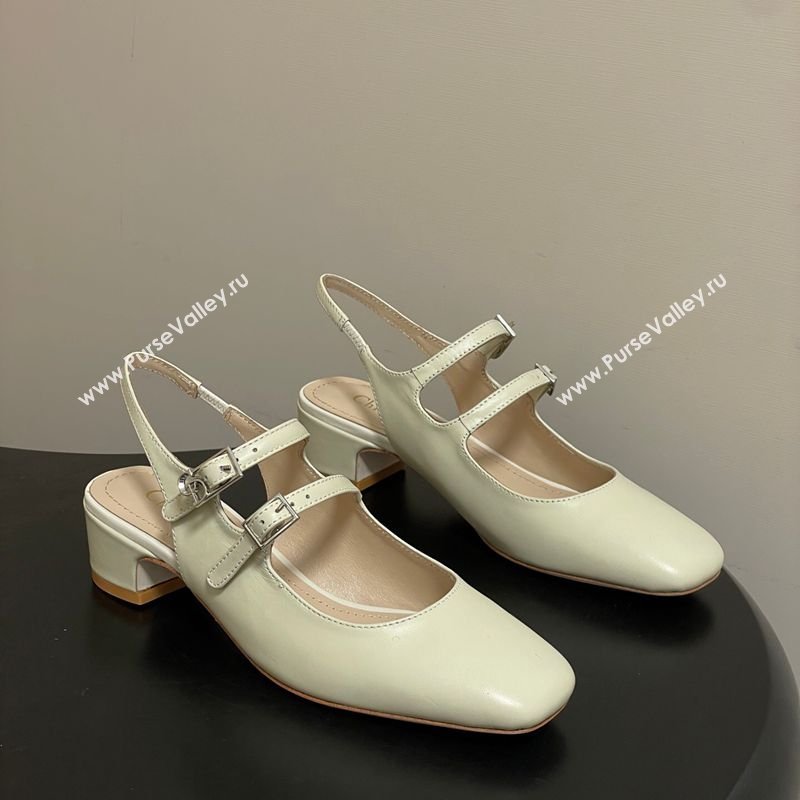 Dior Cherie Slingbacks Pump 4cm in Supple Calfskin Leather White 2026 0303 (MD-260303002)