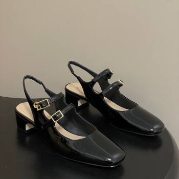 Dior Cherie Slingbacks Pump 4cm in Patent Calfskin Leather Black 2026 0303 (MD-260303003)