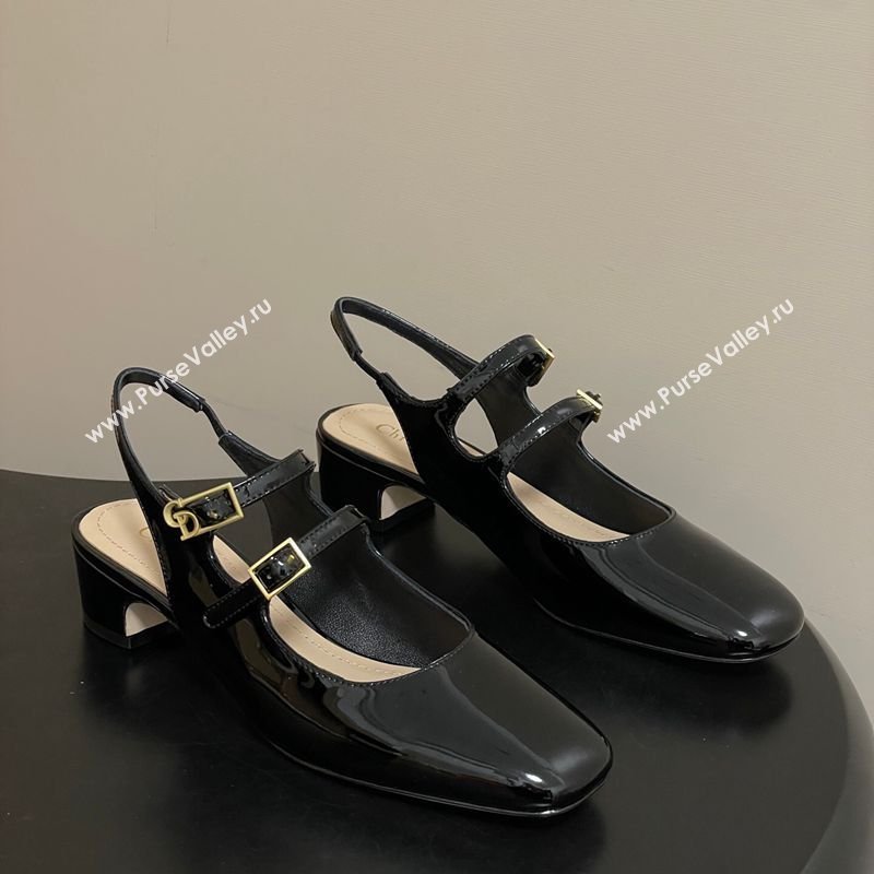 Dior Cherie Slingbacks Pump 4cm in Patent Calfskin Leather Black 2026 0303 (MD-260303003)