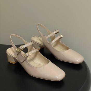 Dior Cherie Slingbacks Pump 4cm in Patent Calfskin Leather Nude Pink 2026 0303 (MD-260303004)