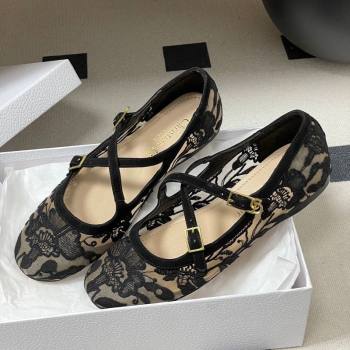 Dior Very Dior Ballet Flats in Lace Mesh Black 2026 0303 (MD-260303012)