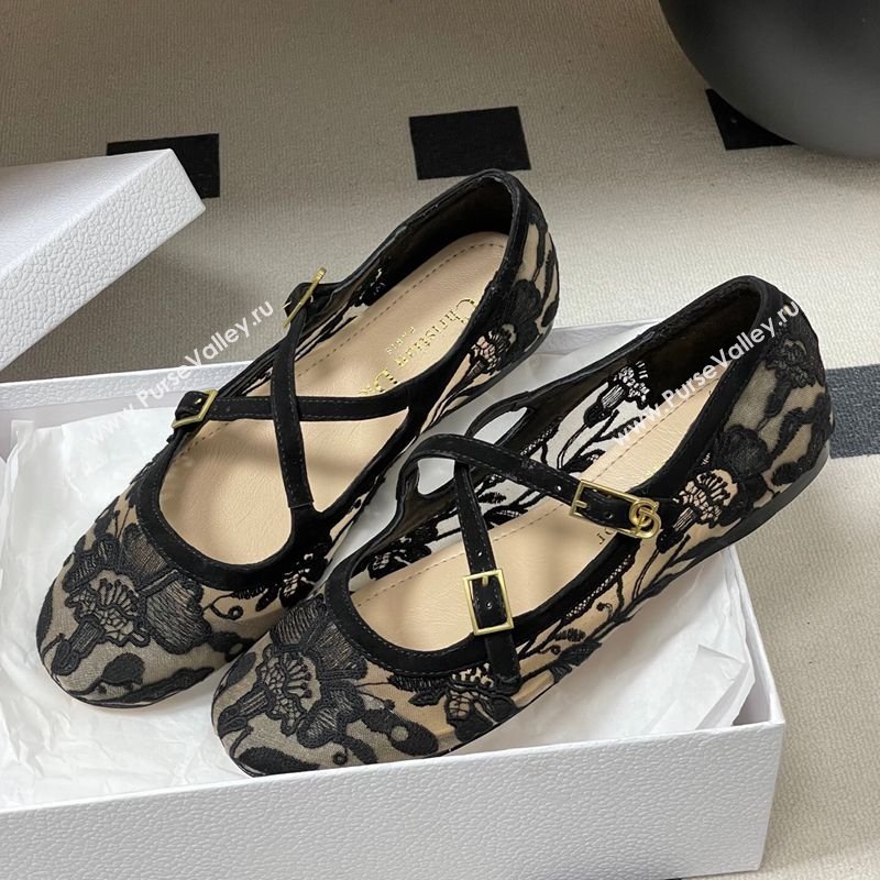 Dior Very Dior Ballet Flats in Lace Mesh Black 2026 0303 (MD-260303012)