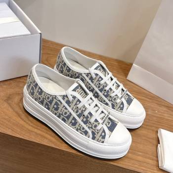 Dior WalknDior Platform Sneakers 4.5cm in Blue Oblique Chambray Embroidery 2026 0303 (KL-260303016)