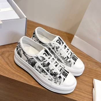 Dior WalknDior Platform Sneakers 4.5cm in Embroidered Cotton White/Black 2026 0303 (KL-260303017)