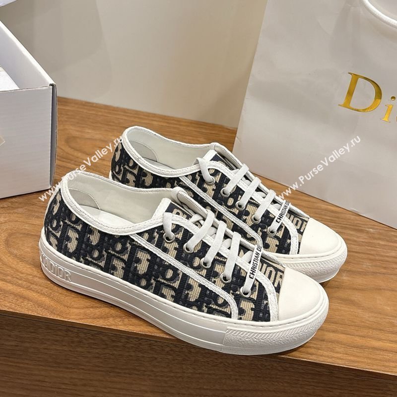 Dior WalknDior Sneakers in Oblique Embroidered Cotton Blue 2026 0302 (KL-260303027)