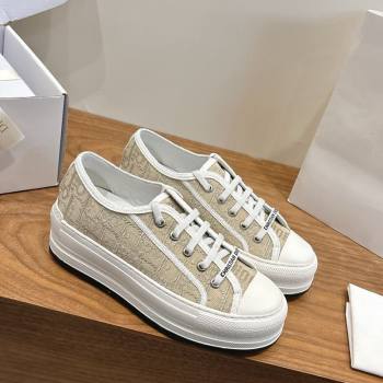 Dior WalknDior Platform Sneakers 4.5cm in Oblique Embroidered Cotton Gold 2026 0303 (KL-260303025)