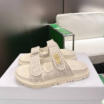 Dior Dioract Flat Slides Sandal in Oblique Embroidered Cotton White 2026 0302 (MD-260302117)
