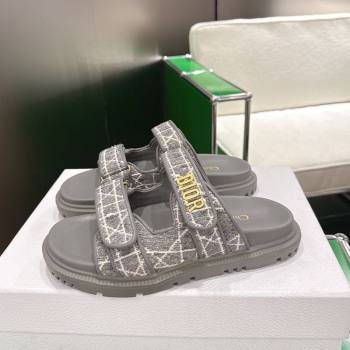 Dior Dioract Flat Slides Sandal in Grey Tweed 2026 0302 (MD-260302118)