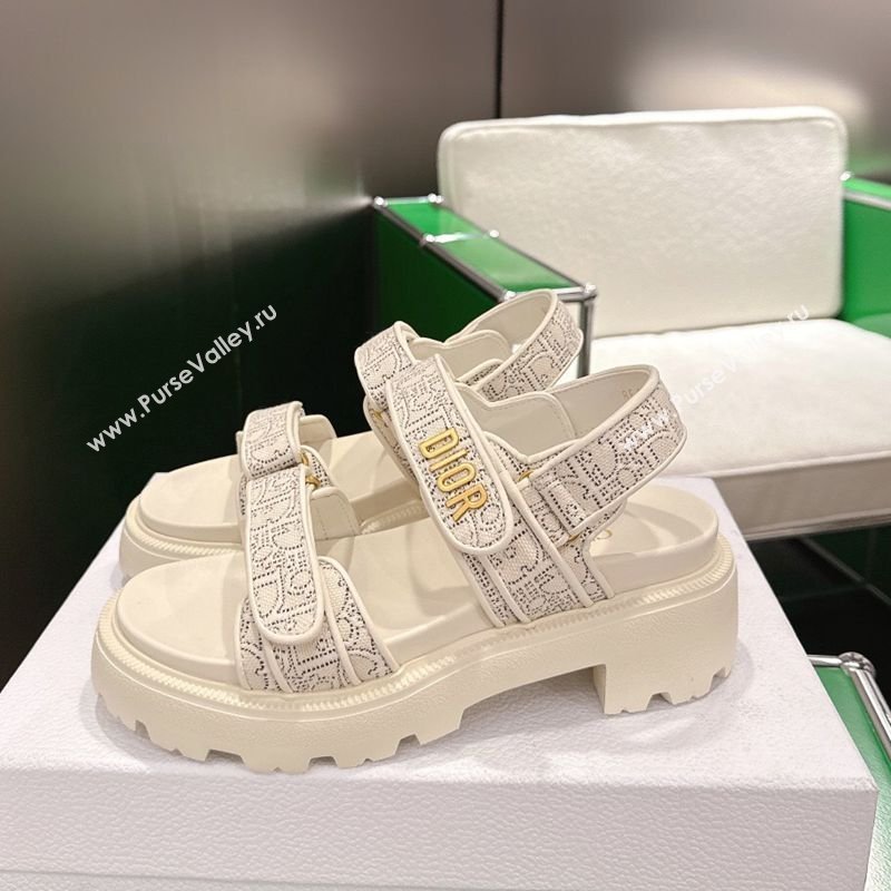 Dior Dioract Platform Sandals in Oblique Embroidered Cotton White 2026 0302 (MD-260302121)