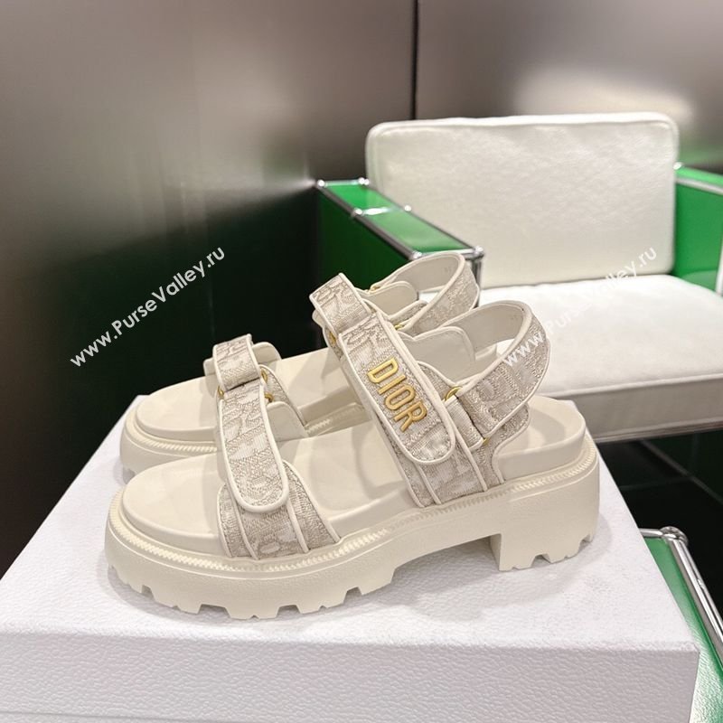 Dior Dioract Platform Sandals in Oblique Embroidered Cotton Grey 2026 0302 (MD-260302122)