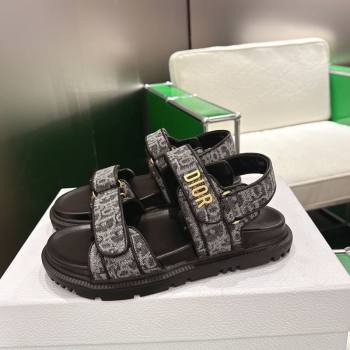 Dior Dioract Flat Sandals in Oblique Embroidered Denim Black 2026 0302 (MD-260302123)