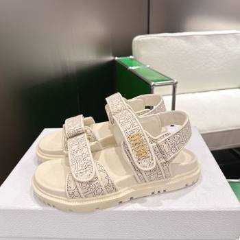 Dior Dioract Flat Sandals in Oblique Embroidered Cotton White 2026 0302 (MD-260302124)