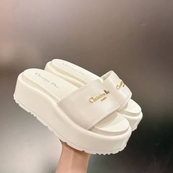 Dior D-Lane Platform Slides Sandal in Padded Lambskin Leather White 2026 (MD-260302099)