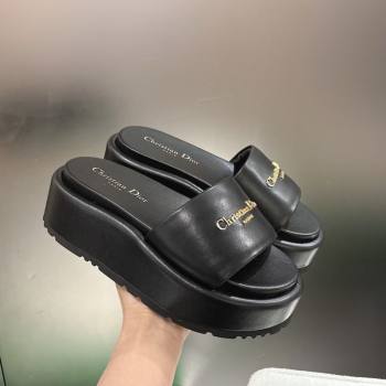Dior D-Lane Platform Slides Sandal in Padded Lambskin Leather Black 2026 (MD-260302100)