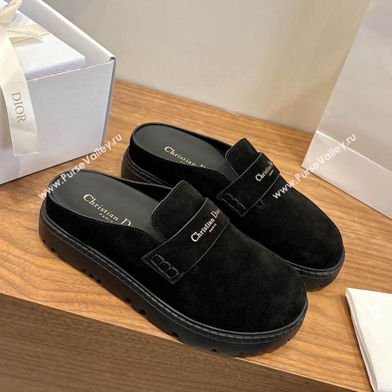 Dior Boy Platform Mules in Suede Black 2026 DR030203 (MD-260302067)