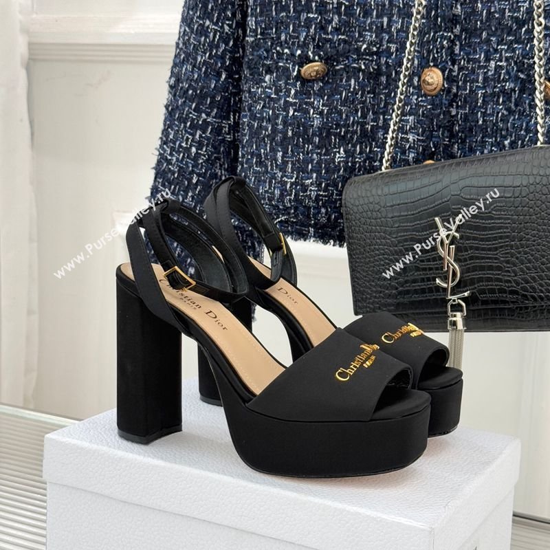 Dior D-Lane Platform Sandals 8cm in Satin Black 2026 DR030206 (MD-260302104)