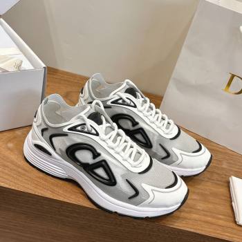 Dior B30 Countdown Tech Sneakers in Semi-Transparent Mesh, Technical Fabric and Rubber White/Grey/Black 2026 (MD-260303040)
