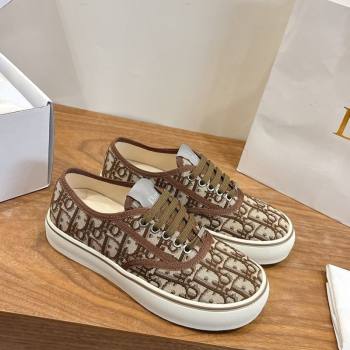Dior Saltwind Sneakers 3cm in Dior Oblique Embroidered Cotton Brown 2026 0303 (MD-260303033)