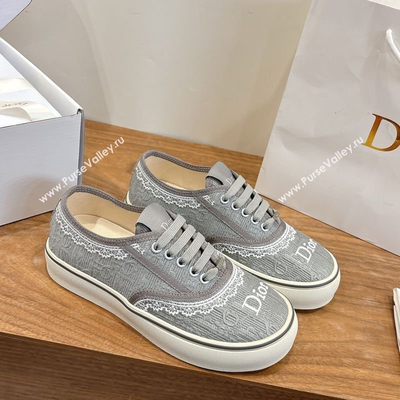 Dior Saltwind Sneakers 3cm in Dior Oblique Embroidered Cotton and White Lace Grey 2026 0302 (MD-260303039)