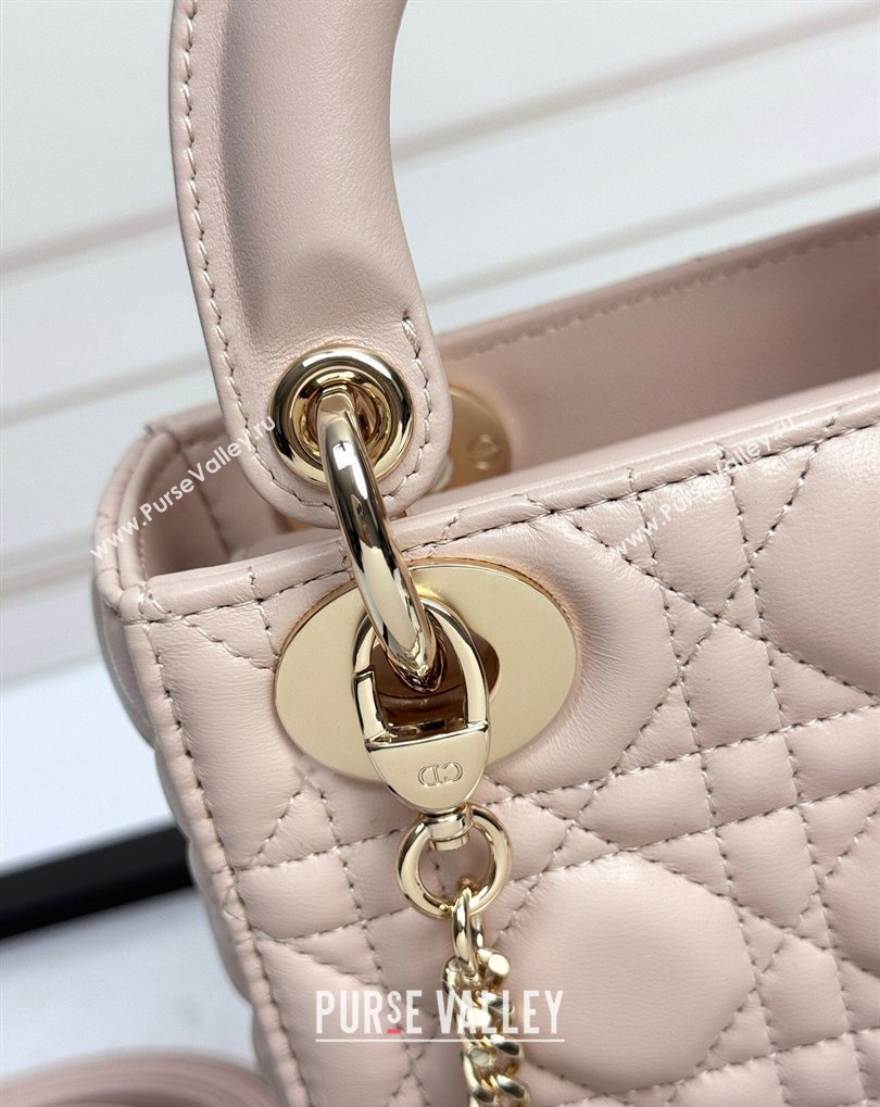 Dior Mini Lady Dior Bag in Cannage Lambskin with Bow Blush Pink 2026 D6603 (XXG-260408092)