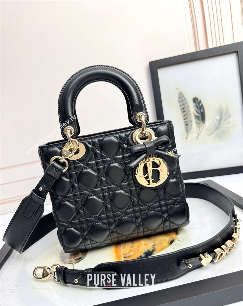 Dior Small Lady Dior My ABCDior Bag in Cannage Lambskin with Bow Black 2026 D6604 (XXG-260408093)