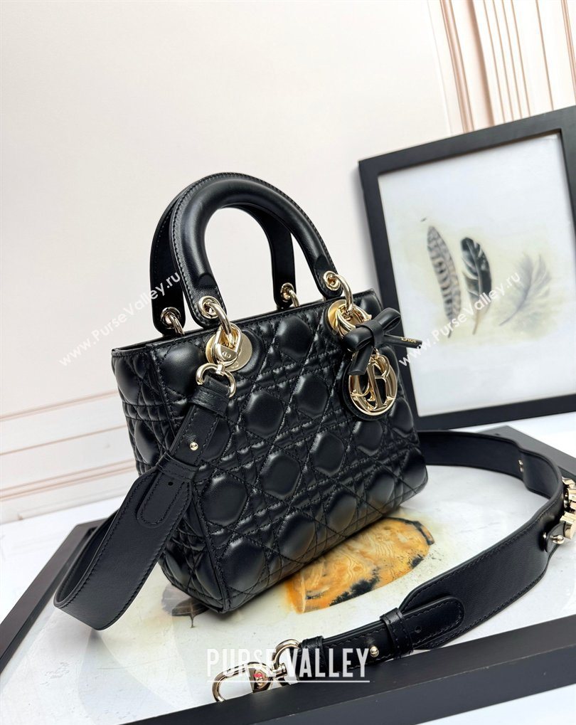 Dior Small Lady Dior My ABCDior Bag in Cannage Lambskin with Bow Black 2026 D6604 (XXG-260408093)