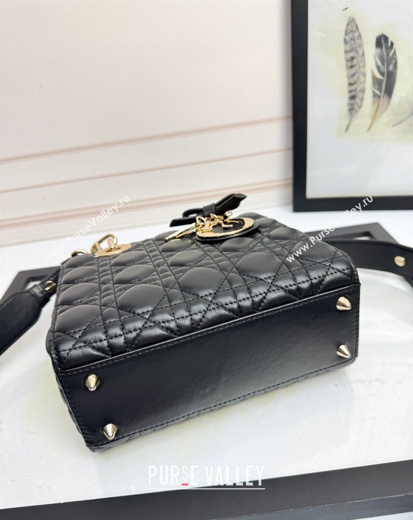 Dior Small Lady Dior My ABCDior Bag in Cannage Lambskin with Bow Black 2026 D6604 (XXG-260408093)