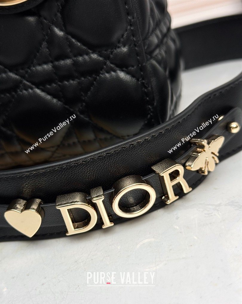 Dior Small Lady Dior My ABCDior Bag in Cannage Lambskin with Bow Black 2026 D6604 (XXG-260408093)