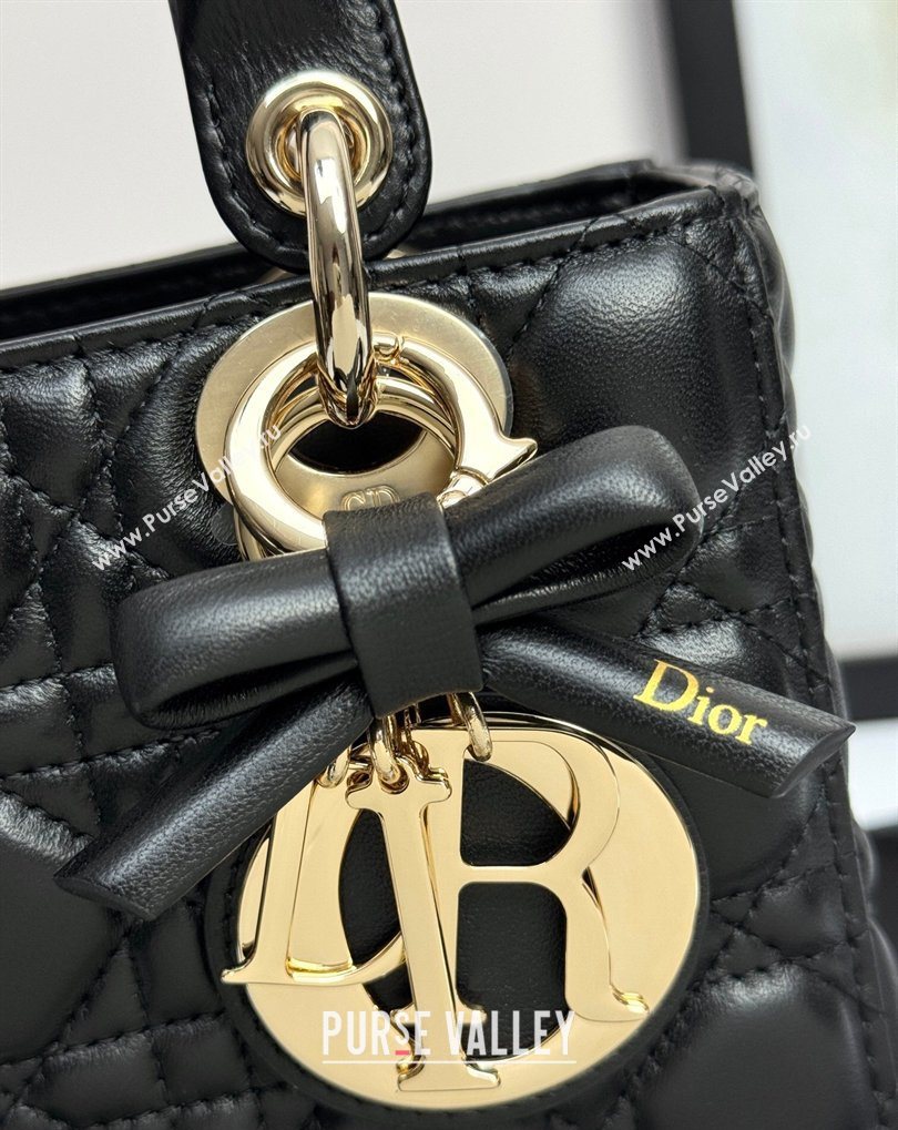 Dior Small Lady Dior My ABCDior Bag in Cannage Lambskin with Bow Black 2026 D6604 (XXG-260408093)