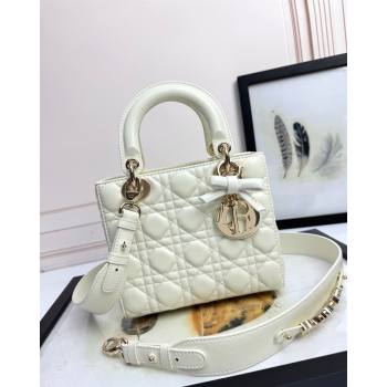 Dior Small Lady Dior My ABCDior Bag in Cannage Lambskin with Bow White 2026 D6604 (XXG-260408094)
