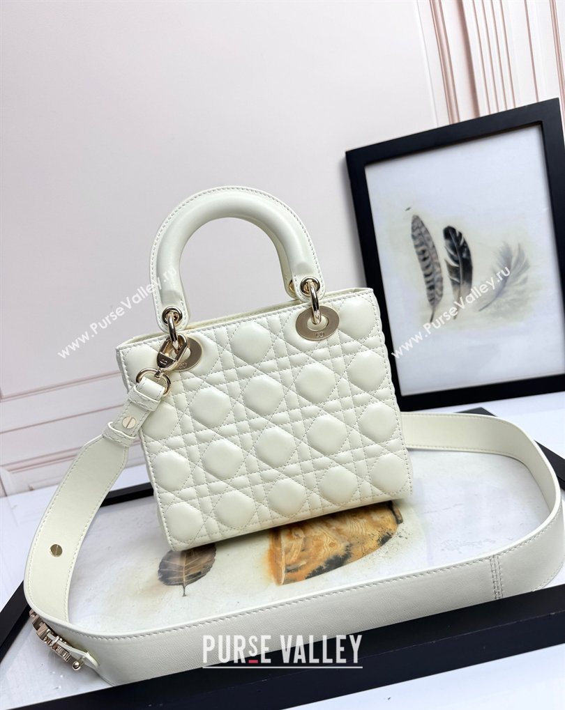 Dior Small Lady Dior My ABCDior Bag in Cannage Lambskin with Bow White 2026 D6604 (XXG-260408094)