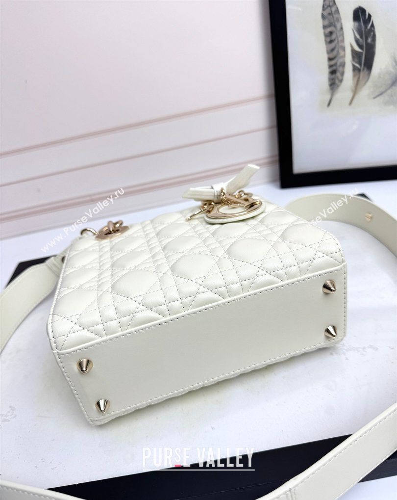 Dior Small Lady Dior My ABCDior Bag in Cannage Lambskin with Bow White 2026 D6604 (XXG-260408094)