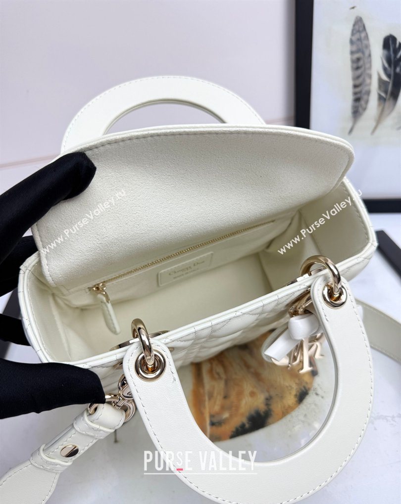 Dior Small Lady Dior My ABCDior Bag in Cannage Lambskin with Bow White 2026 D6604 (XXG-260408094)